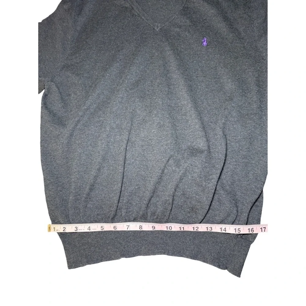 Ralph Lauren V Neck Sweatershirt Mens XL Dark Gray Pima Cotton